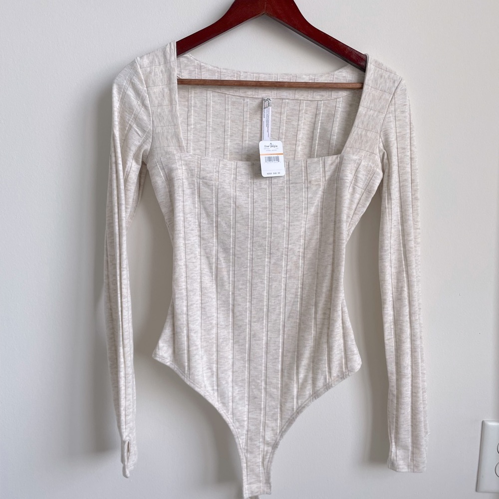 Ribbed square neck bodysuit